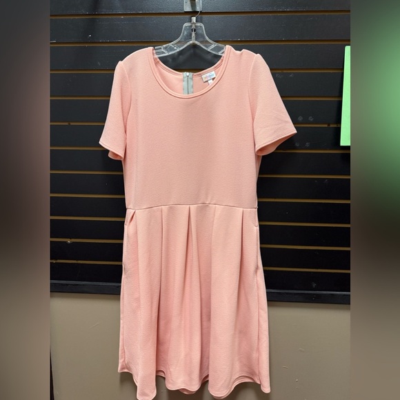LuLaRoe Amelia Pleated Dress Light Pink Pockets Zipper size 2x - Picture 1 of 3